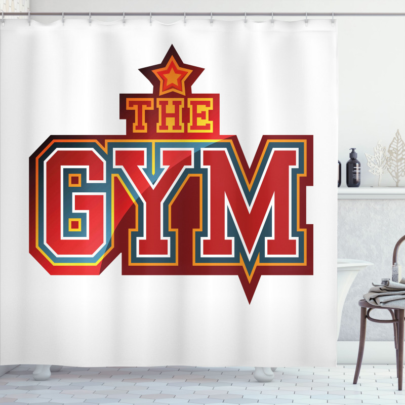 Vibrant Gym Sign Star Shower Curtain