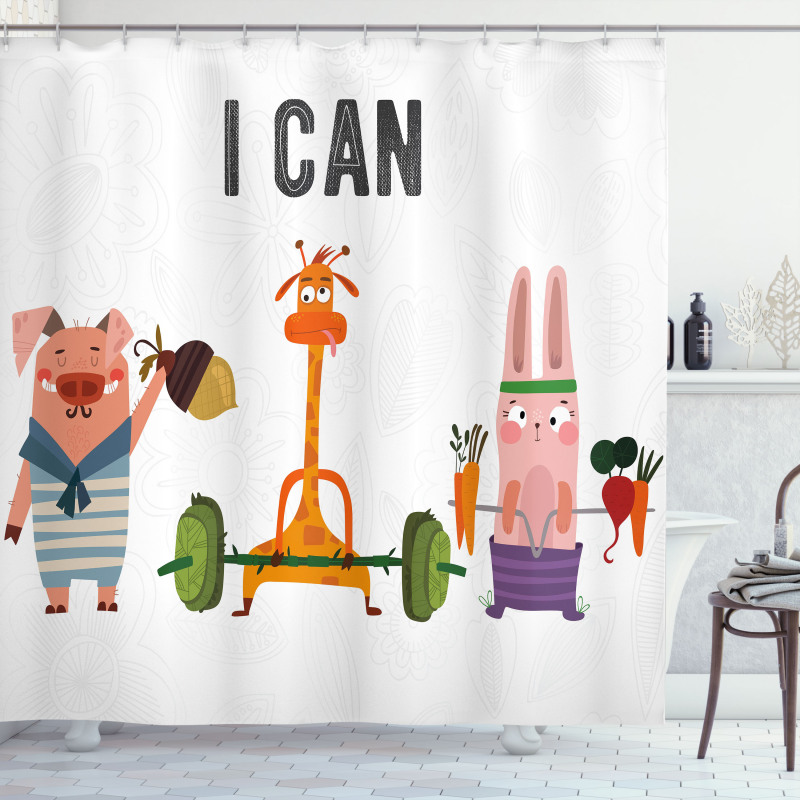 Animals Exercise Shower Curtain