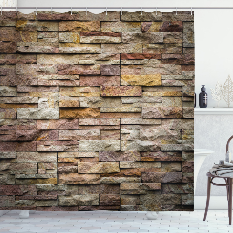 Urban Brick Slate Wall Shower Curtain