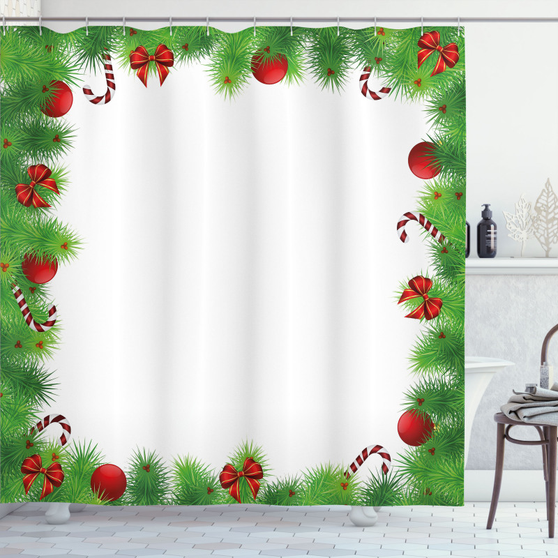 Pine Red Bows Shower Curtain