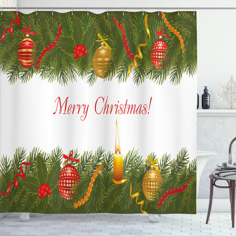 Tree Candle Greeting Shower Curtain