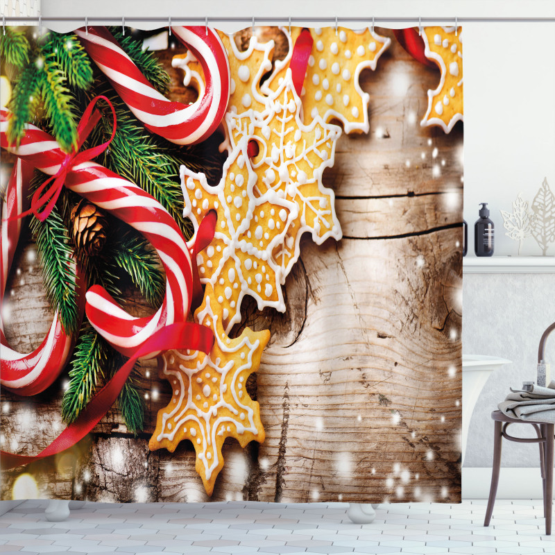 Cookies Candy Canes Shower Curtain