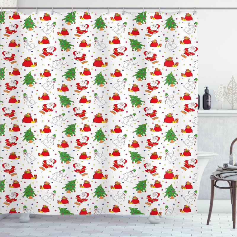 Xmas Tree Santa Claus Shower Curtain