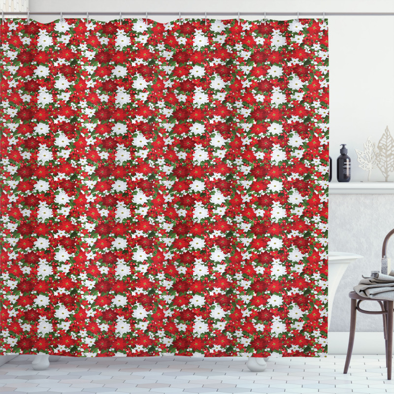 Holly Mistletoe Shower Curtain