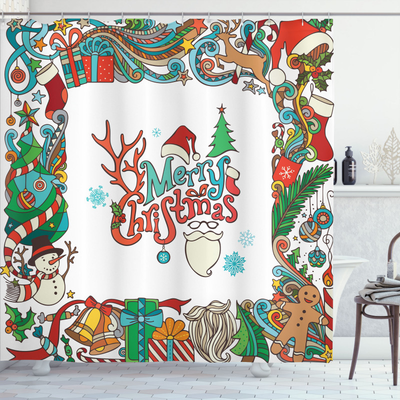 Santa Frame Shower Curtain