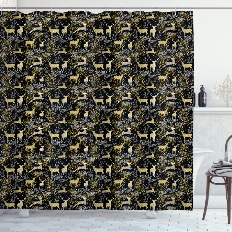 Oriental Deer Shower Curtain