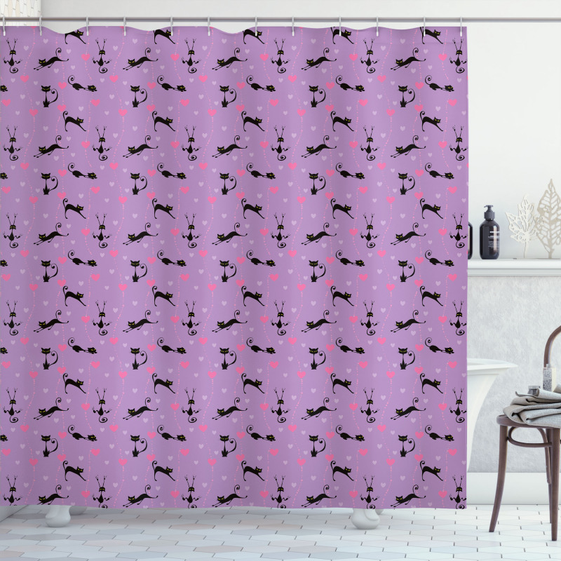 Little Kittens Hearts Shower Curtain