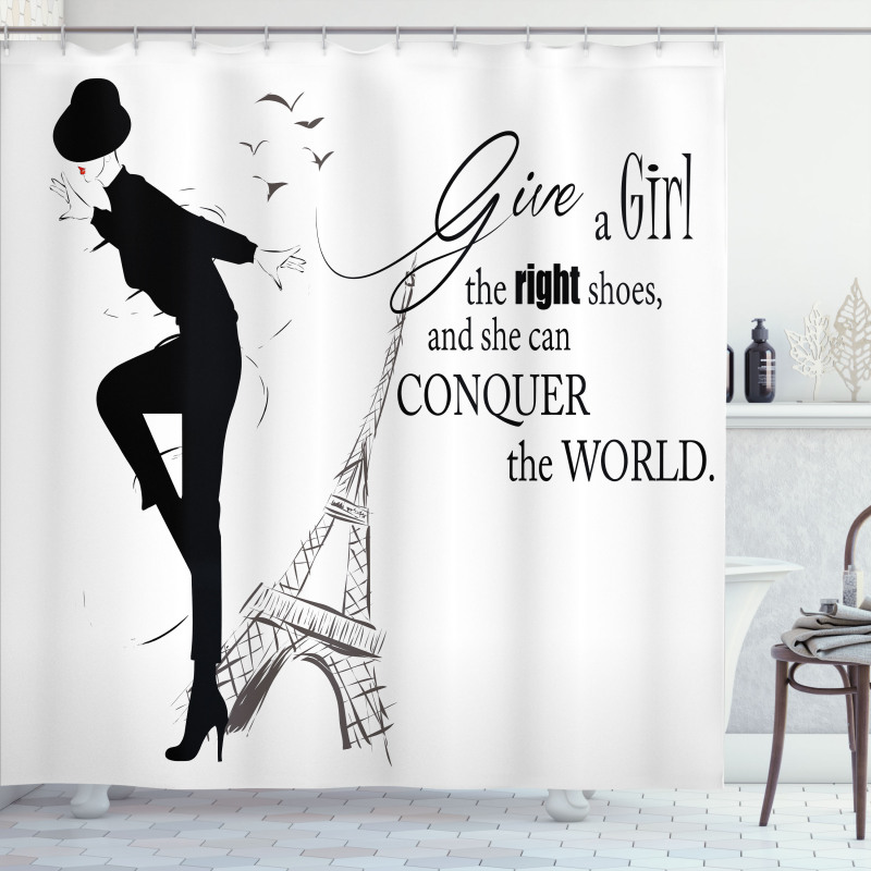 Dancing Woman Words Shower Curtain
