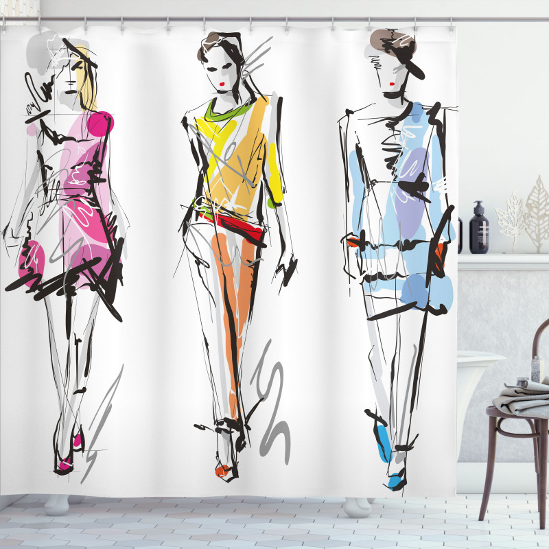 Fashion Models Art Shower Curtain