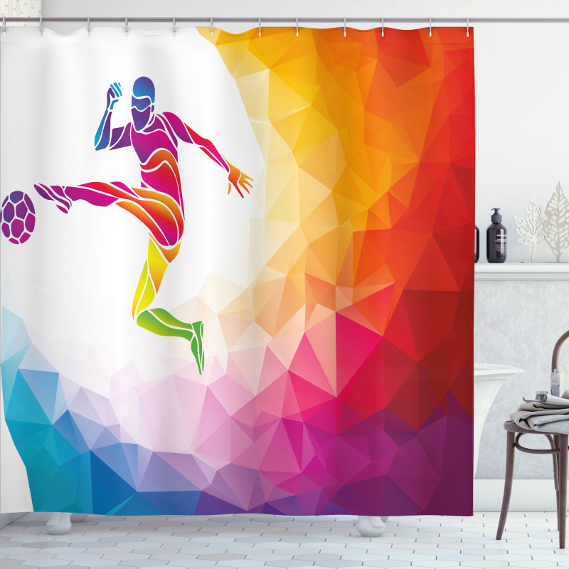 Ball Hitting Soccer Shower Curtain