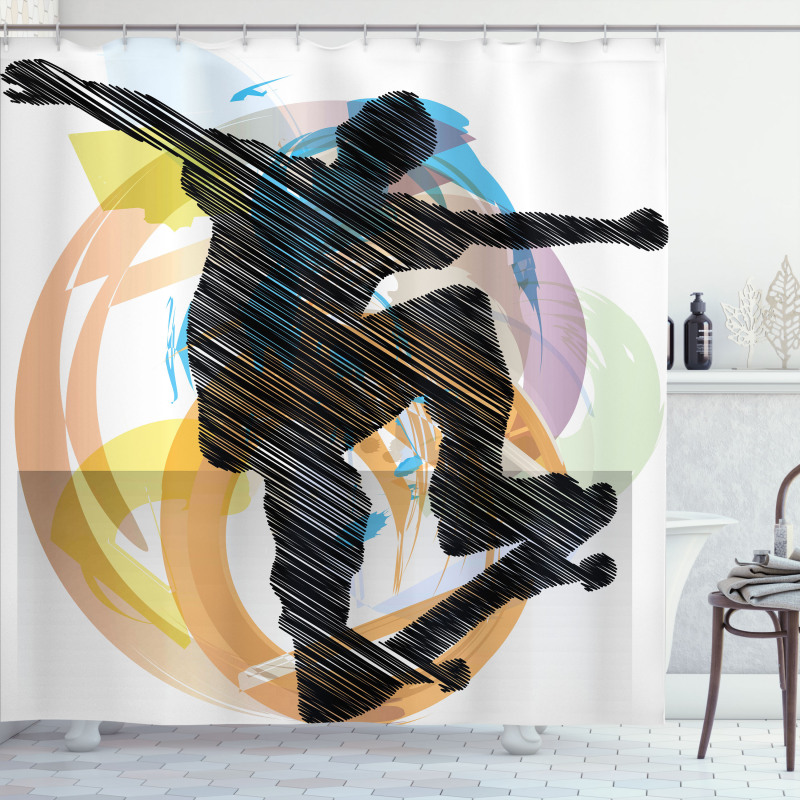 Skater Sketch Art Shower Curtain