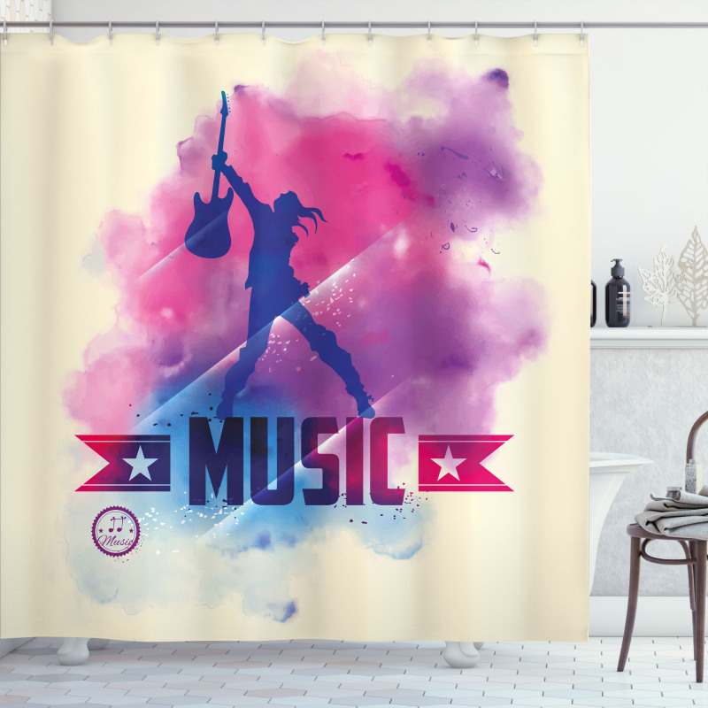 Rock Star and Guitar Shower Curtain