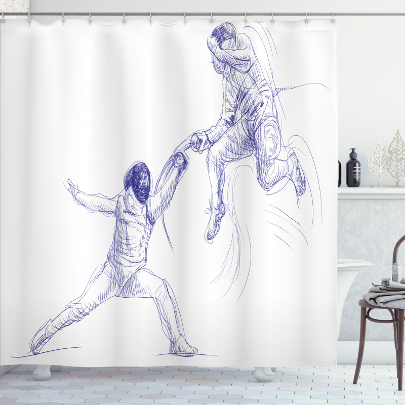Fencing Duel Sketchy Shower Curtain