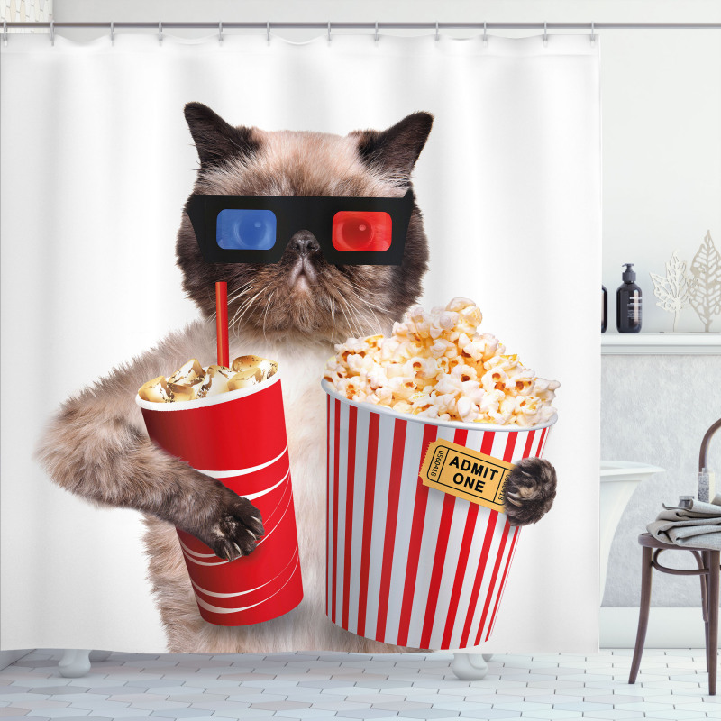 Cat Popcorn Shower Curtain