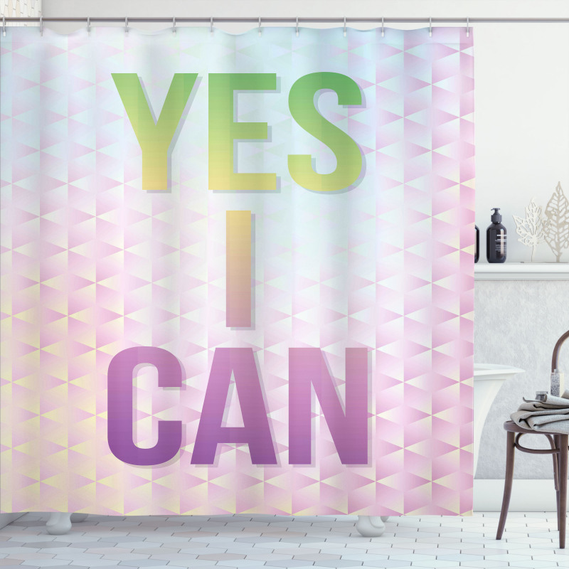 Yes I Can Words Shower Curtain