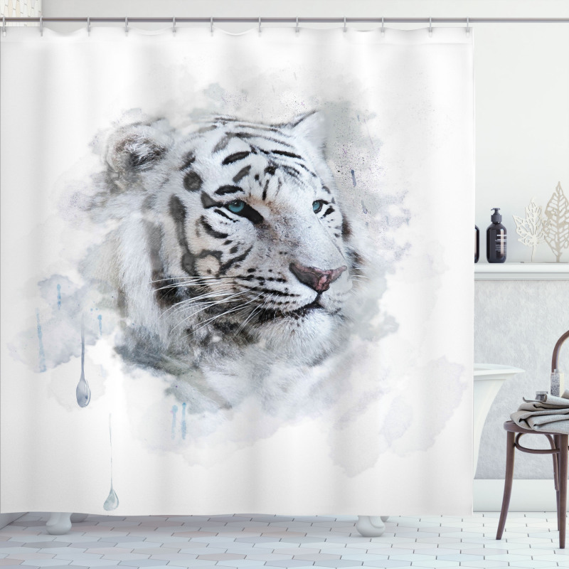 White Tiger Portrait Shower Curtain