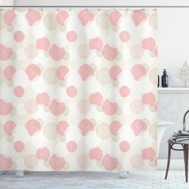 Soft Spring Floral Motif Shower Curtain