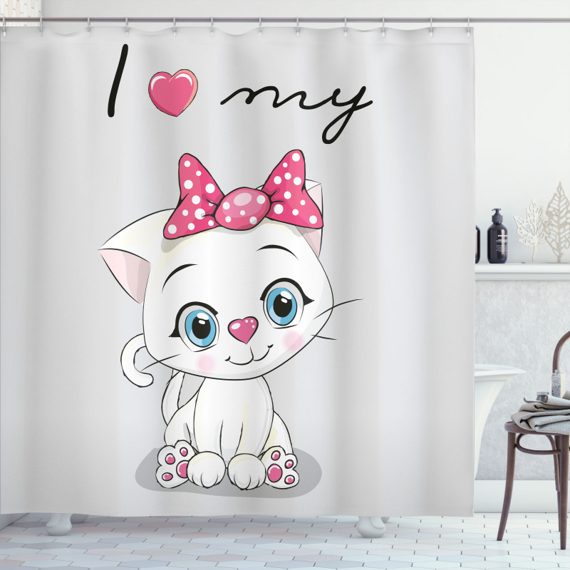 Cartoon Cat Pet Shower Curtain