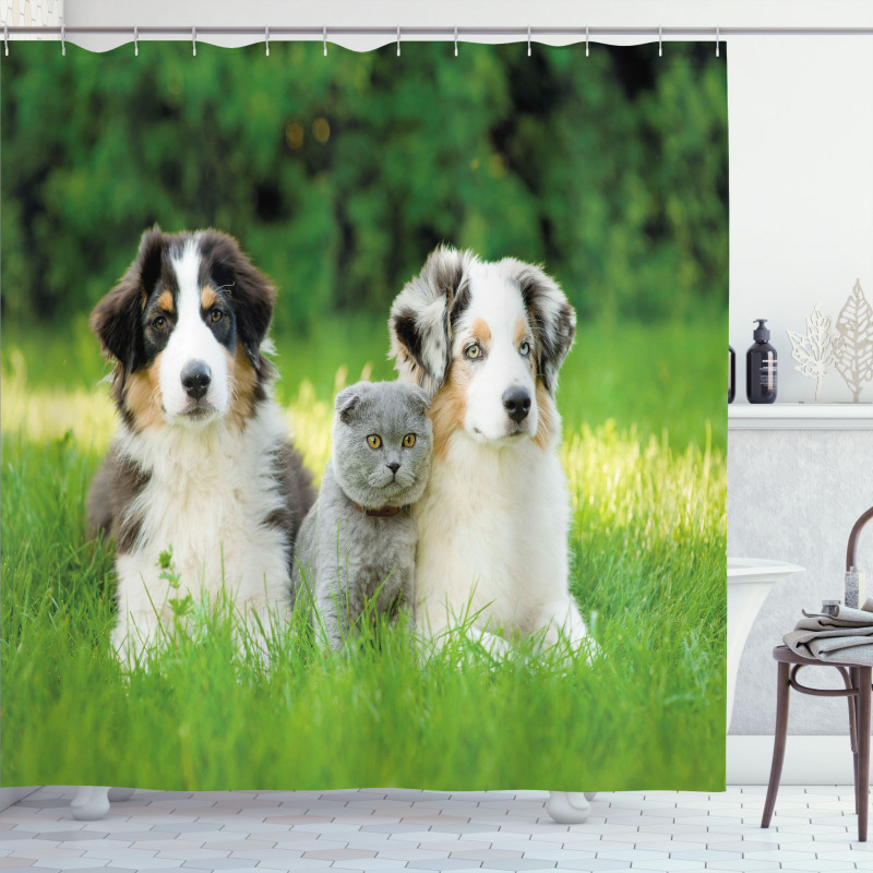 Puppy Family in Garden Shower Curtain