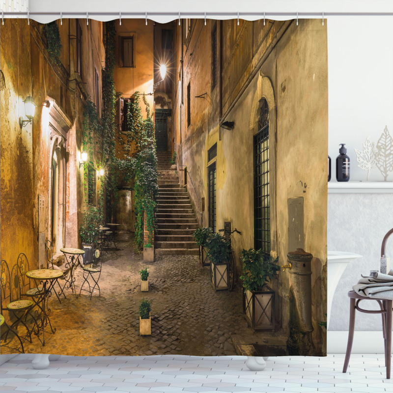 Old Cafe in Rome City Shower Curtain