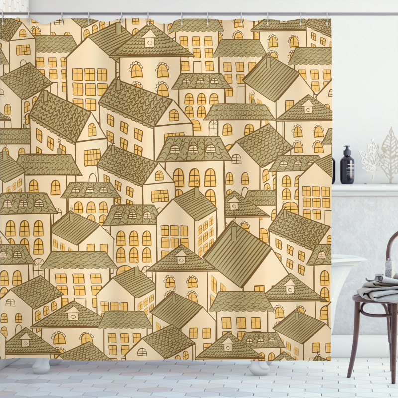 Village Town Houses Roofs Shower Curtain