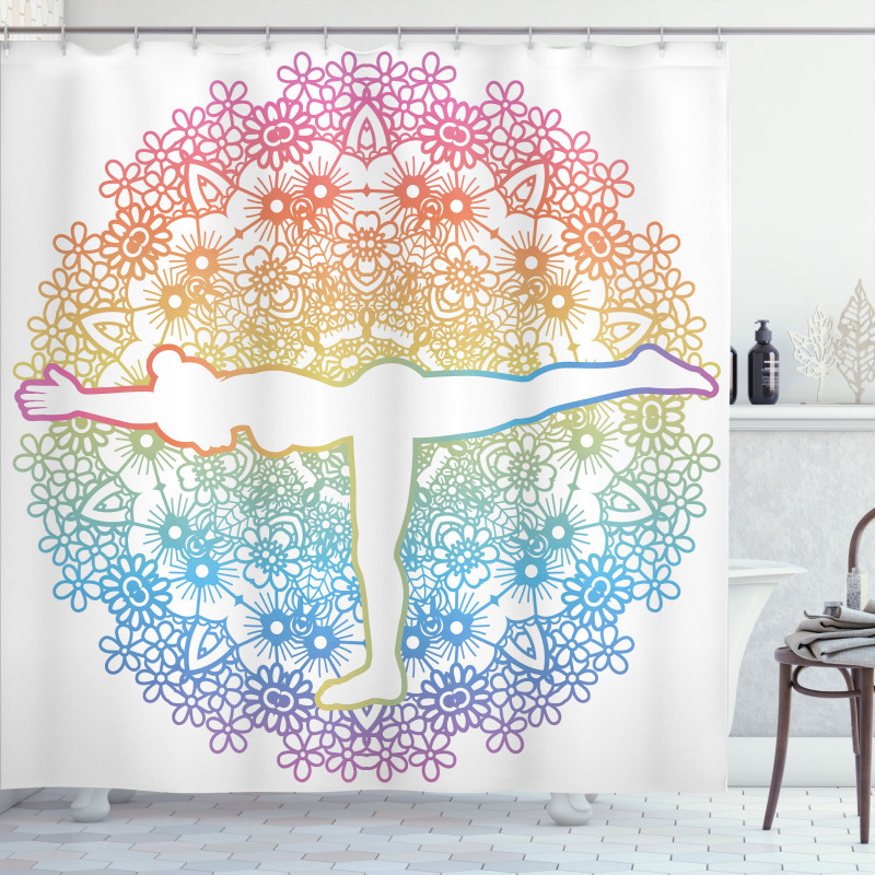 Woman in Balance Mandala Shower Curtain