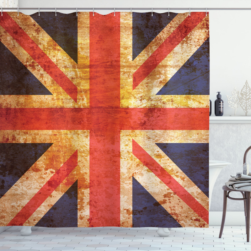 Union Jack Motif Grunge Shower Curtain