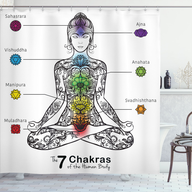 7 Chakra Signs Ornate Shower Curtain