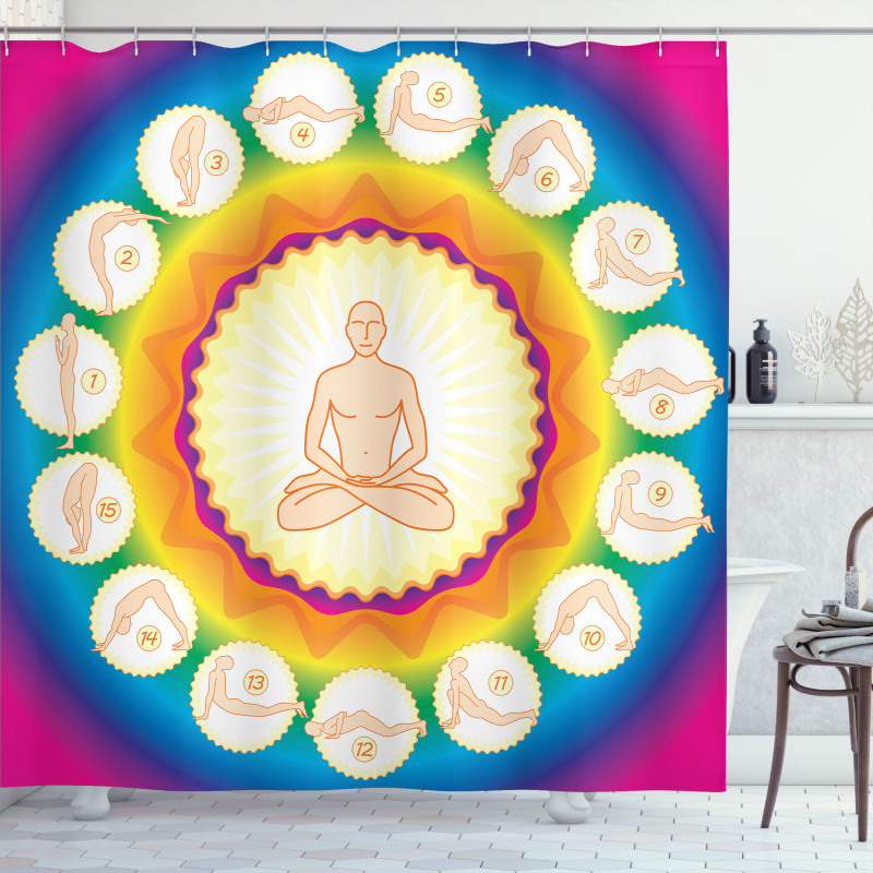 Yogi Lotus Posture Poses Shower Curtain