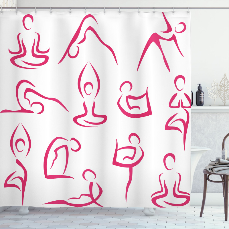 Doodle Women Exercises Shower Curtain