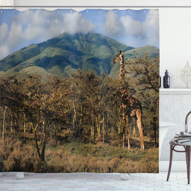 Giraffe Trees Africa Safari Shower Curtain