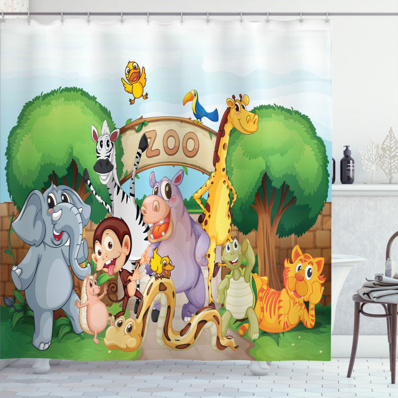 Playful Outdoors Animals Shower Curtain