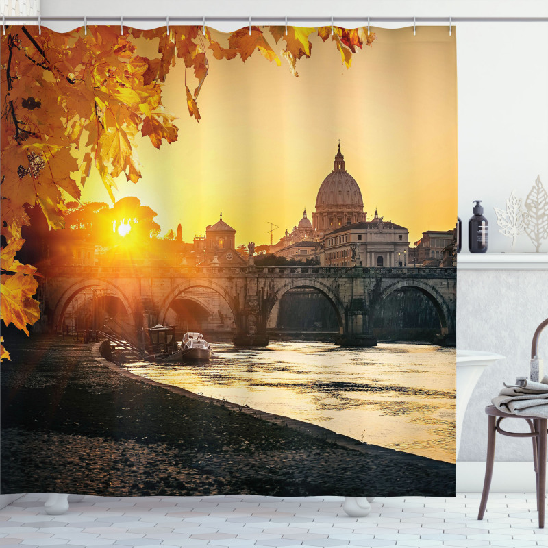Sunset Tiber River Rome Shower Curtain