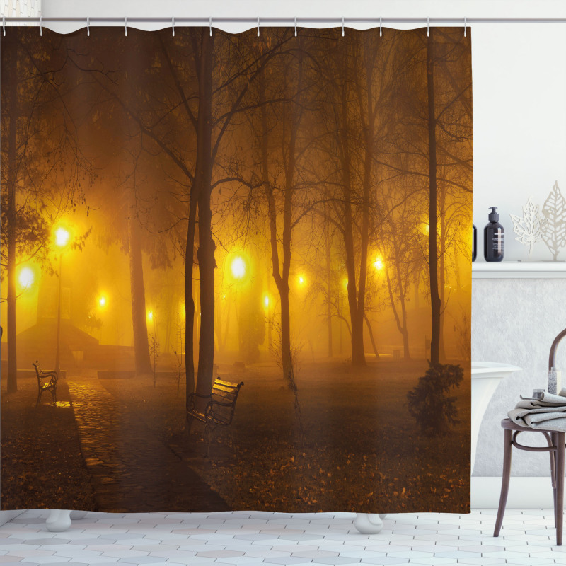 Foggy Evening in the Park Shower Curtain