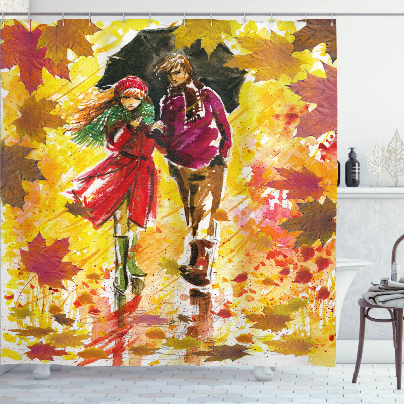 Couple at Autumn Alley Shower Curtain