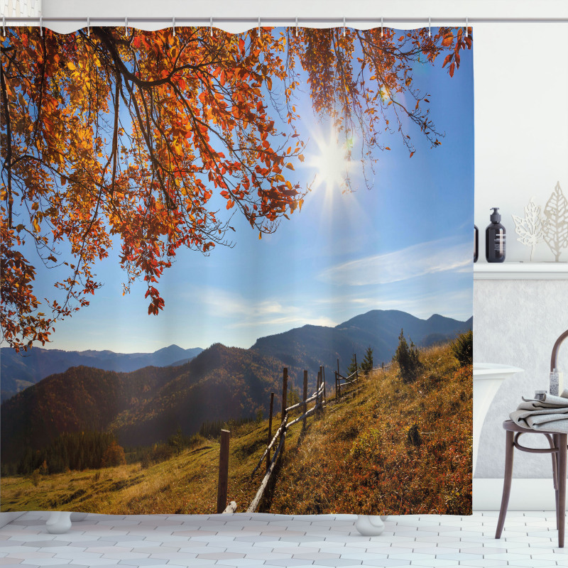 Fallen Leaves and Hills Shower Curtain