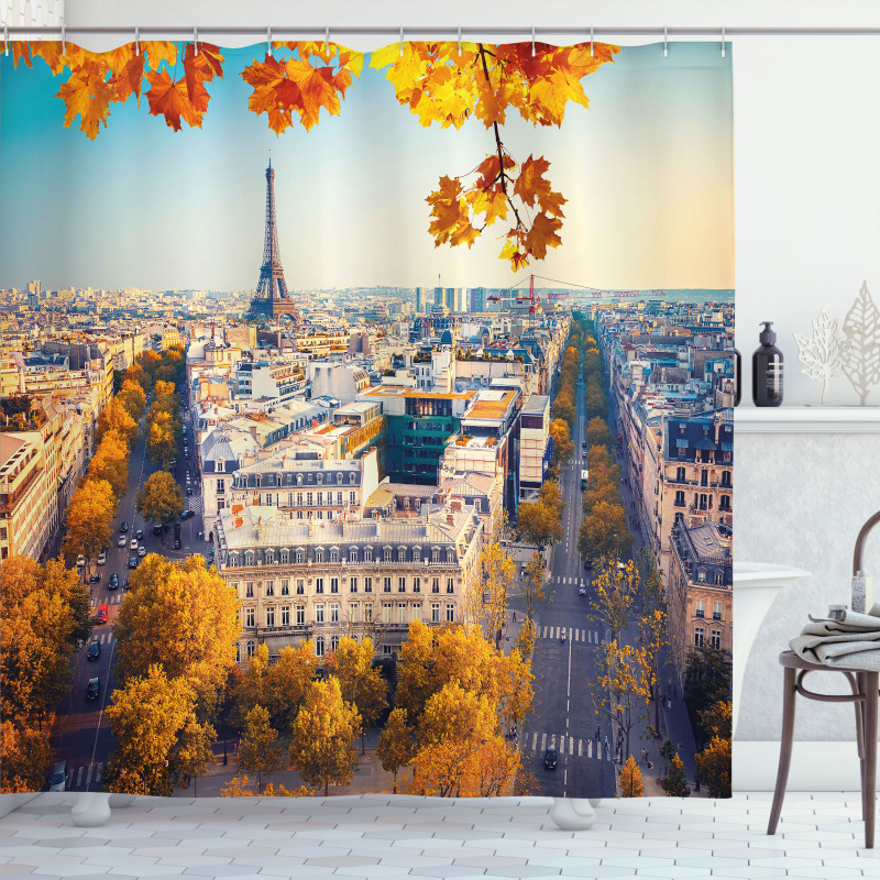 Aerial View Eiffel Tower Shower Curtain