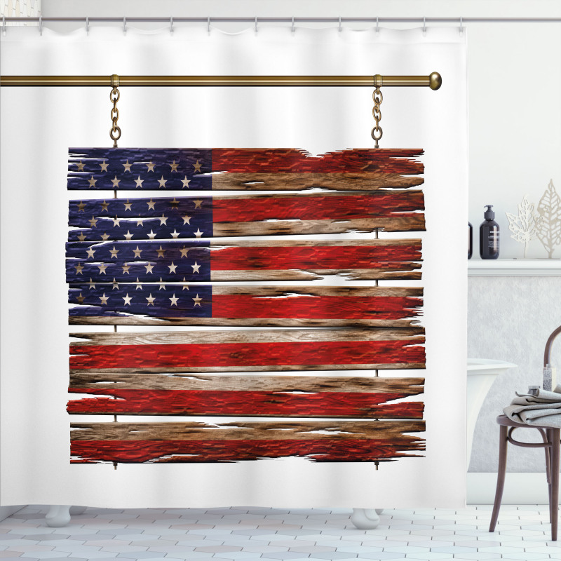 Rustic Flag Shower Curtain