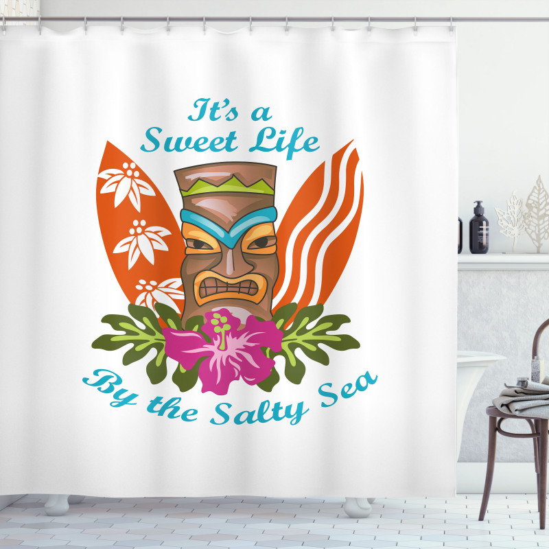 Words Hibiscus Shower Curtain