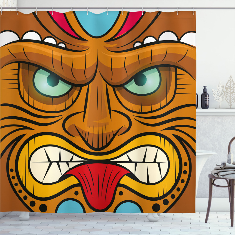 Angry Face Totem Shower Curtain