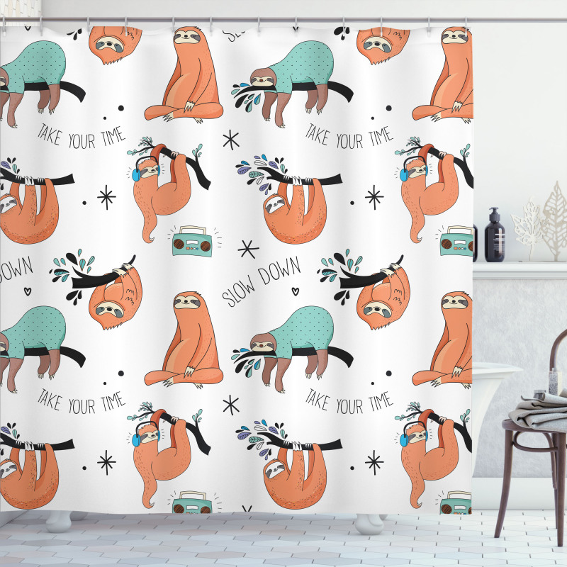 Sloths on Branches Shower Curtain