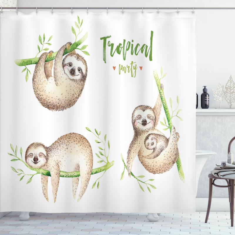 Babies Palm Leaves Shower Curtain