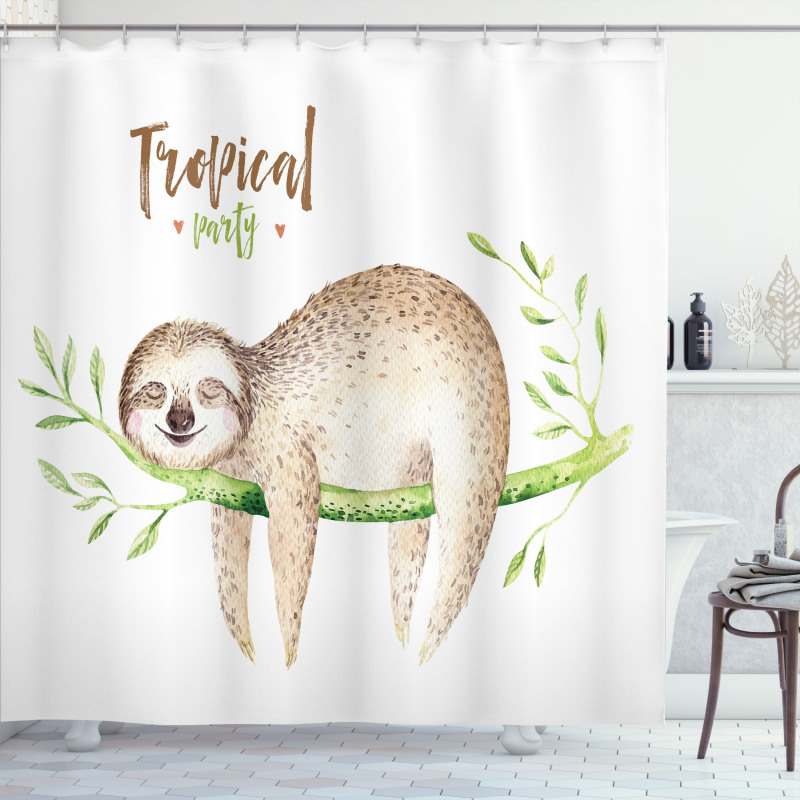 Young Animal on Palm Tree Shower Curtain