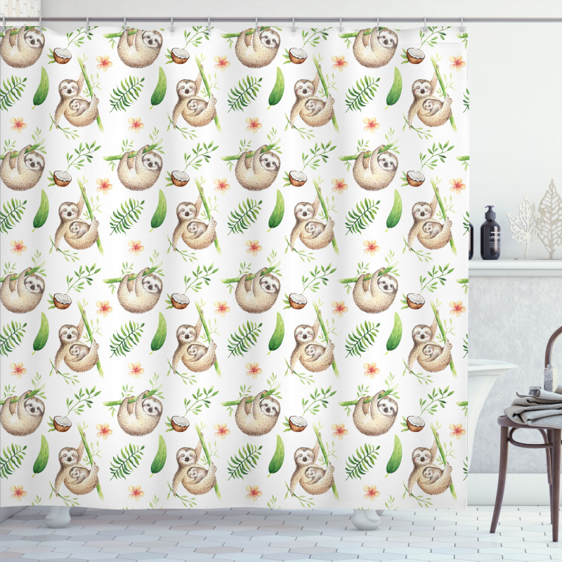 Mother Baby and Flowers Shower Curtain