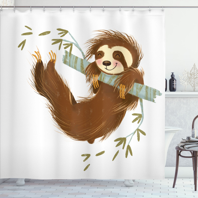 Cheerful Animal on Tree Shower Curtain