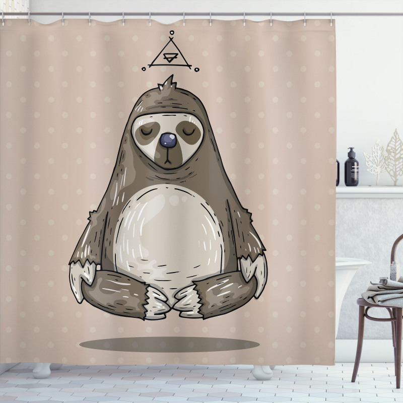 Cartoon Sloth Meditates Shower Curtain