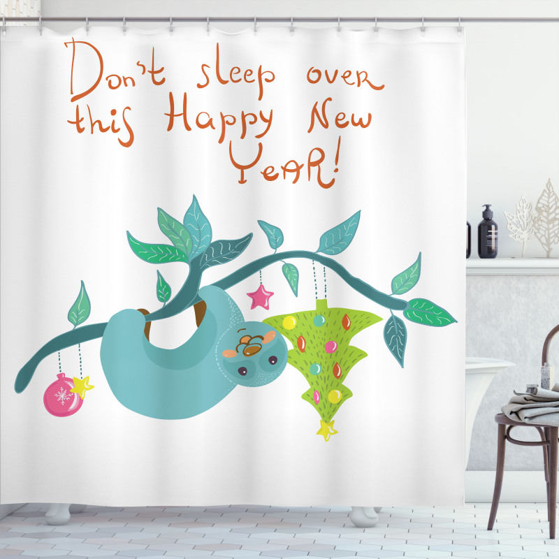 Childish Doodle New Year Shower Curtain