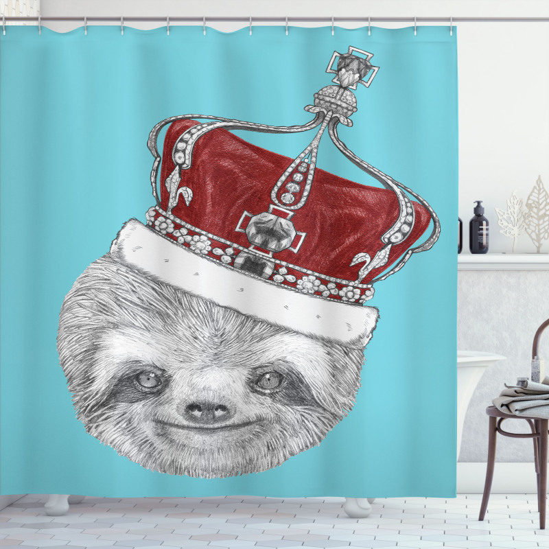 Sloth with Imperial Crown Shower Curtain