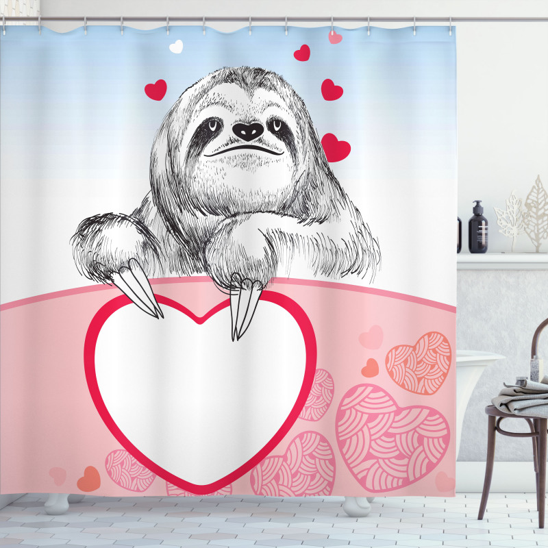 Romantic Sloth in Love Shower Curtain