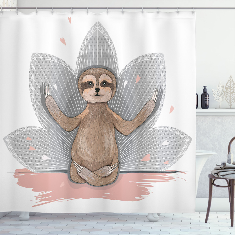 Little Sloth Meditation Shower Curtain